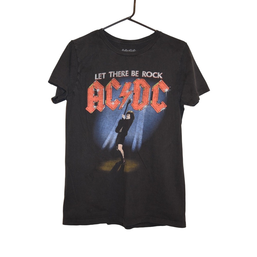 AC/DC Graphic T-Shirt Women M Black Good Let There Be Rock World Tour Band Tee
